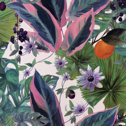 DUTCH WALLCOVERINGS Wallpaper Passion Flower White and Green Wallpaper Panel