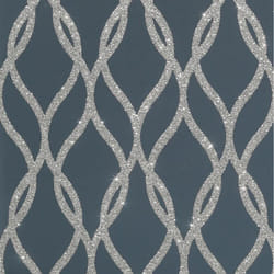 Arthouse Sequin Trellis Navy Blue Silver Wallpaper Glamorous Paste The Wall