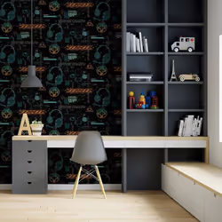 Arthouse Gamer Multicoloured Wallpaper Boys Bedroom Neon Retro Matrix Glitch