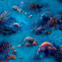 Arthouse Under The Sea Blue Wallpaper Fish Coral Realistic Modern Feature Wall