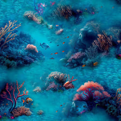 Arthouse Under The Sea Blue Wallpaper Fish Coral Realistic Modern Feature Wall