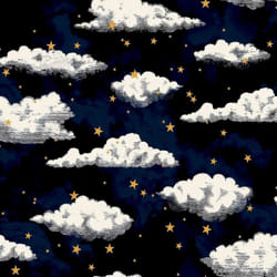Arthouse Stars and Clouds Navy Wallpaper Metallic Gold Nursery Children's Room