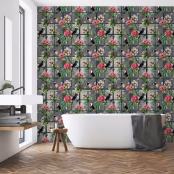 Arthouse Cuban Tropicana Multicoloured Floral Wallpaper Birds Flowers Botanical