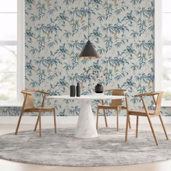 Arthouse Oriental Blossom Floral Birds Blue Grey Wallpaper Flower Nature Modern