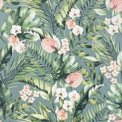 Arthouse Tropical Floral Sea Blue Wallpaper Flowers Pink Green Modern Naturistic