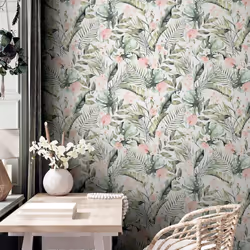 Arthouse Tropical Floral Pink Green Wallpaper Flower Botanical Nature Modern