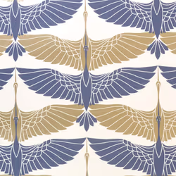 Arthouse Oriental Cranes Gold Navy Wallpaper Metallic Effect