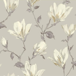 Arthouse Lily Floral Grey White Wallpaper Flowers Pastel Classic Feature Wall