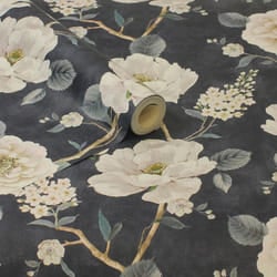 Arthouse Ashley Floral Navy Wallpaper Flowers Rose Leaves Classic