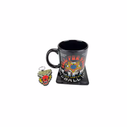 Stranger Things Gift Set with Mug, Coaster and Keyring in Presentation Gift Box (Hellfire Design) 11oz Ceramic Mug - Official Merchandise