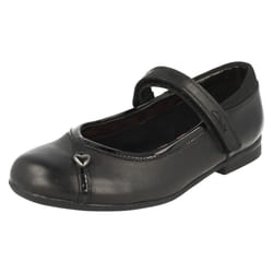 Girls Clarks School Shoes Movello Lo - H Fit - UK 7 Infant, Black