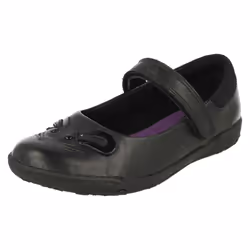 Infant Girls Clarks School Shoes Nibbles Bee - G Fit - UK 7 Infant, Black