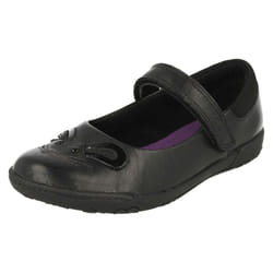 Infant Girls Clarks School Shoes Nibbles Bee - G Fit - UK 7 Infant, Black