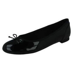 Ladies Clarks Ballerina Style Flats Couture Bloom - Black Patent, UK 8