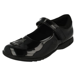 Girls Clarks School Shoes with Lights Trixi Bee - G Fit - UK 7.5 Infant, Black