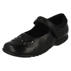 Girls Clarks Light Up School Shoes Trixi Rose - H Fit - UK 7 Infant, Black