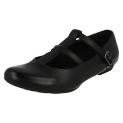 Girls Clarks School Shoes Abitha Wish - G Fit - UK 13.5 Child, Black