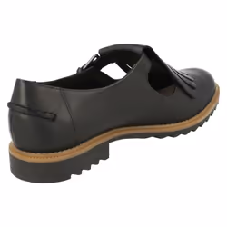 Ladies Clarks Buckle Fastened Fringe Flats Griffin Mia - D Fit - UK 3, Black