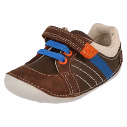 Boys Clarks Cruiser Shoes Tiny Myle - F Fit - UK 2.5, Brown Combi