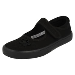 Girls Clarks Casual Pumps Hopper Go - F Fit - UK 12.5 Child, Black