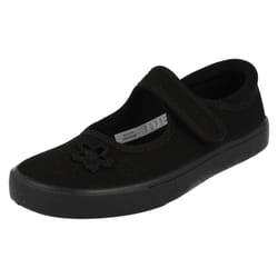 Girls Clarks Casual Pumps Hopper Go - G Fit - UK 10 Child, Black