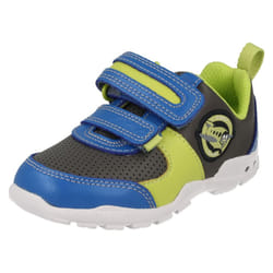 Boys Clarks Trainers Brite Zap - F Fit - UK 4 Infant, Blue