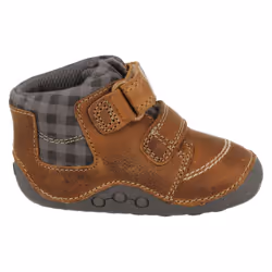 ) Boys Clarks First Ankle Boots Tiny Jay - G Fit - UK 3 Infant, Tan (Brown
