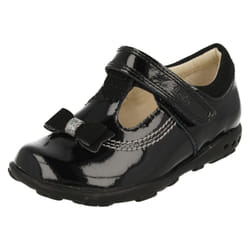 Girls Clarks T Bar Shoes Ella Ruby - F Fit - UK 3 Infant, Black