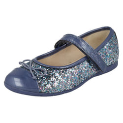 Girls Clarks Mary Jane Style Party Shoes Dance Zing - F Fit - UK 7 Infant, Blue