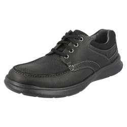 ) Mens Clarks Casual Shoes Cotrell Edge - G Fit - UK 9.5, Black Oily (Black
