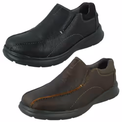 Mens Clarks Casual Slip On Shoes Cotrell Step - Black, UK 7.5