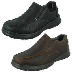Mens Clarks Casual Slip On Shoes Cotrell Step - Black, UK 7.5