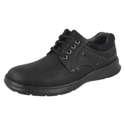 Mens Clarks Casual Shoes Cotrell Plain - G Fit - UK 8.5, Black