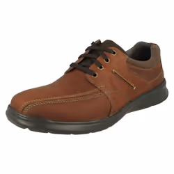Mens Clarks Stitch Detailed Lace Up Shoes Cotrell Walk - Brown, UK 9.5