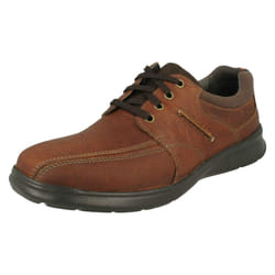 Mens Clarks Stitch Detailed Lace Up Shoes Cotrell Walk - Brown, UK 10