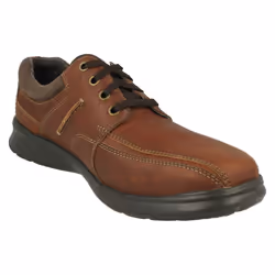 Mens Clarks Stitch Detailed Lace Up Shoes Cotrell Walk - Brown, UK 10