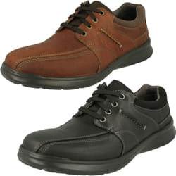 Mens Clarks Stitch Detailed Lace Up Shoes Cotrell Walk - Black, UK 8