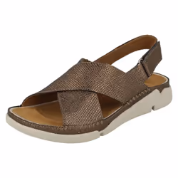 Ladies Clarks Casual Summer Sandals Tri Alexia - D Fit - UK 3, Metallic