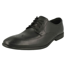 Mens Clarks Brogue Detailed Shoes Bampton Wing - G Fit - Black, UK 7.5