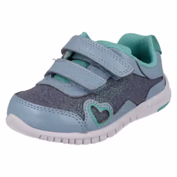 ) Infant Girls Clarks First Trainers Azon Maze - H Fit - UK 4 Infant, Denim Blue (Blue