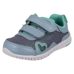 ) Infant Girls Clarks First Trainers Azon Maze - H Fit - UK 4 Infant, Denim Blue (Blue