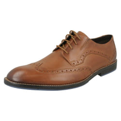 ) Mens Clarks Formal Brogues Prangley Limit - G Fit - UK 6.5, British Tan (Brown