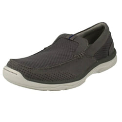 Mens Clarks Casual Slip On Shoes Marus Step - G Fit - UK 10, Grey