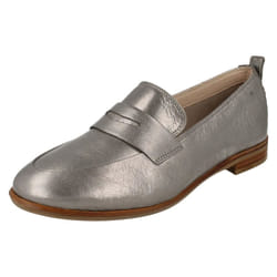 Ladies Clarks Smart Slip On Loafers Alania Belle - D Fit - UK 3, Silver