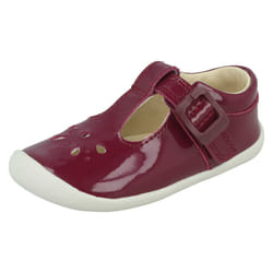 Girls Clarks Casual T-Bar Shoes Roamer Star - G Fit - Purple, UK 4.5 Infant