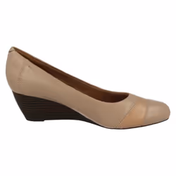 ) Ladies Clarks Wedge Heeled Shoes Brielle Tacha - D Fit - UK 7, Sand (Beige