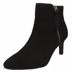 Ladies Clarks Heeled Ankle Boots Calla Blossom - D Fit - Black, UK 7.5