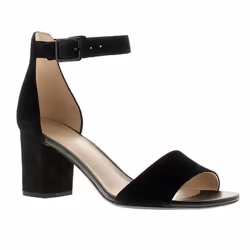 ) Clarks deva mae leather womens ladies heeled sandals black suede - 6 (Adults'