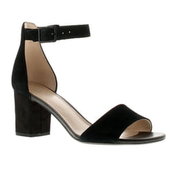 ) Clarks deva mae leather womens ladies heeled sandals black suede - 6 (Adults'