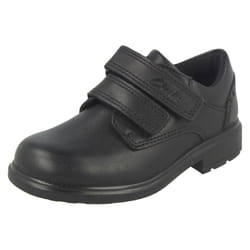 Boys Clarks Double Strap School Shoes Remi Pace - G Fit - UK 6.5 Infant, Black